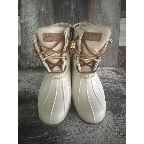 SPERRY Shoes - Sperry Women 5 Saltwater Waterproof Duck Boots Cream